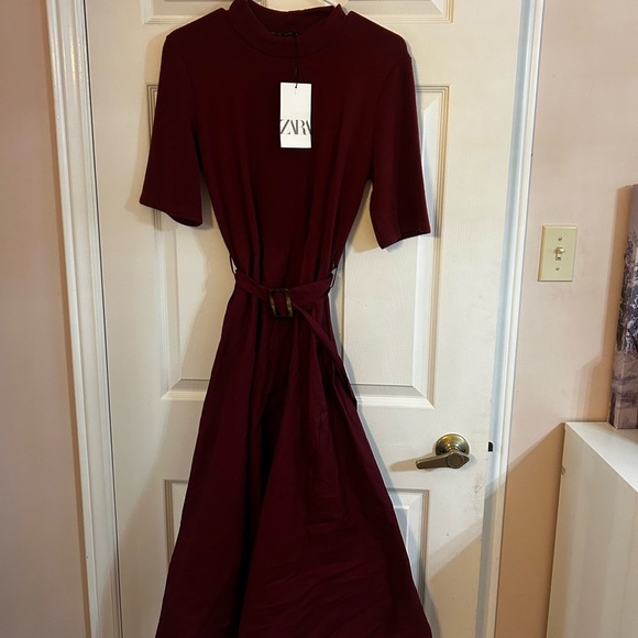 Zara Burgundy Midi Dress (New with Tags) - Picture 4 of 6